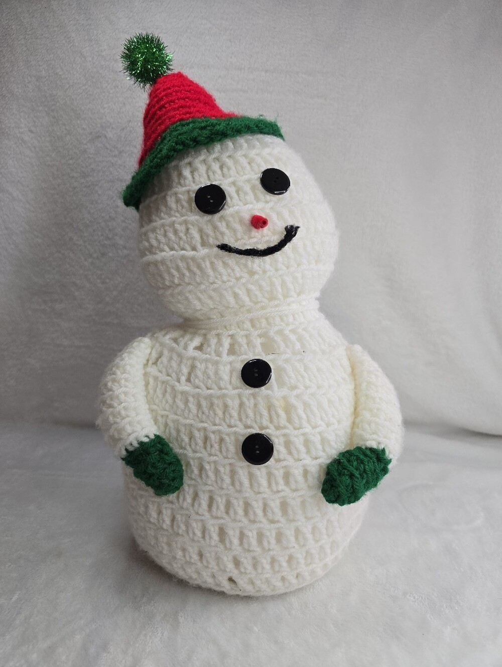 Crochet Snowman Plush with Hat Christmas Holiday Decor Handmade